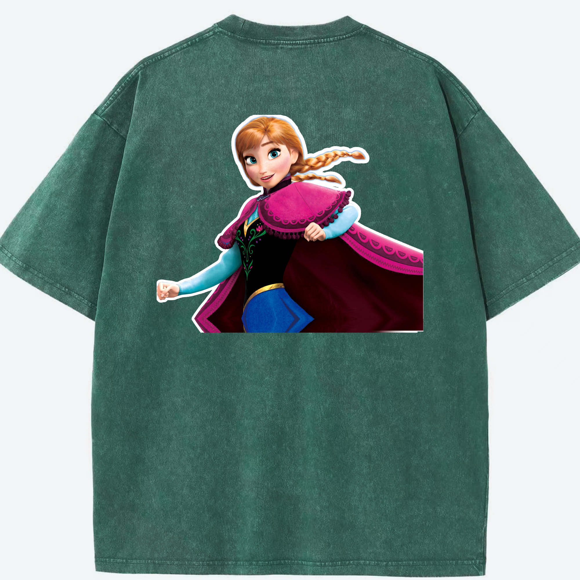 （画像用） アナと雪の女王 アンナ エルサ Frozen Anna Elsa 綿100% ヴィンテージ風 半袖Tシャツ（背面プリント）